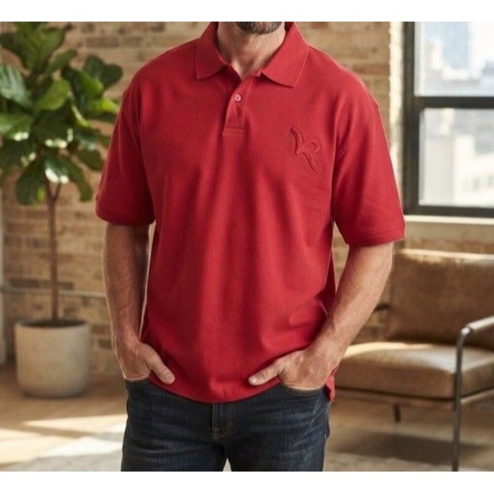 Rocawear Polo Shirt Men Medium Red Pique Cotton Embroidered R Logo Tee Golfing